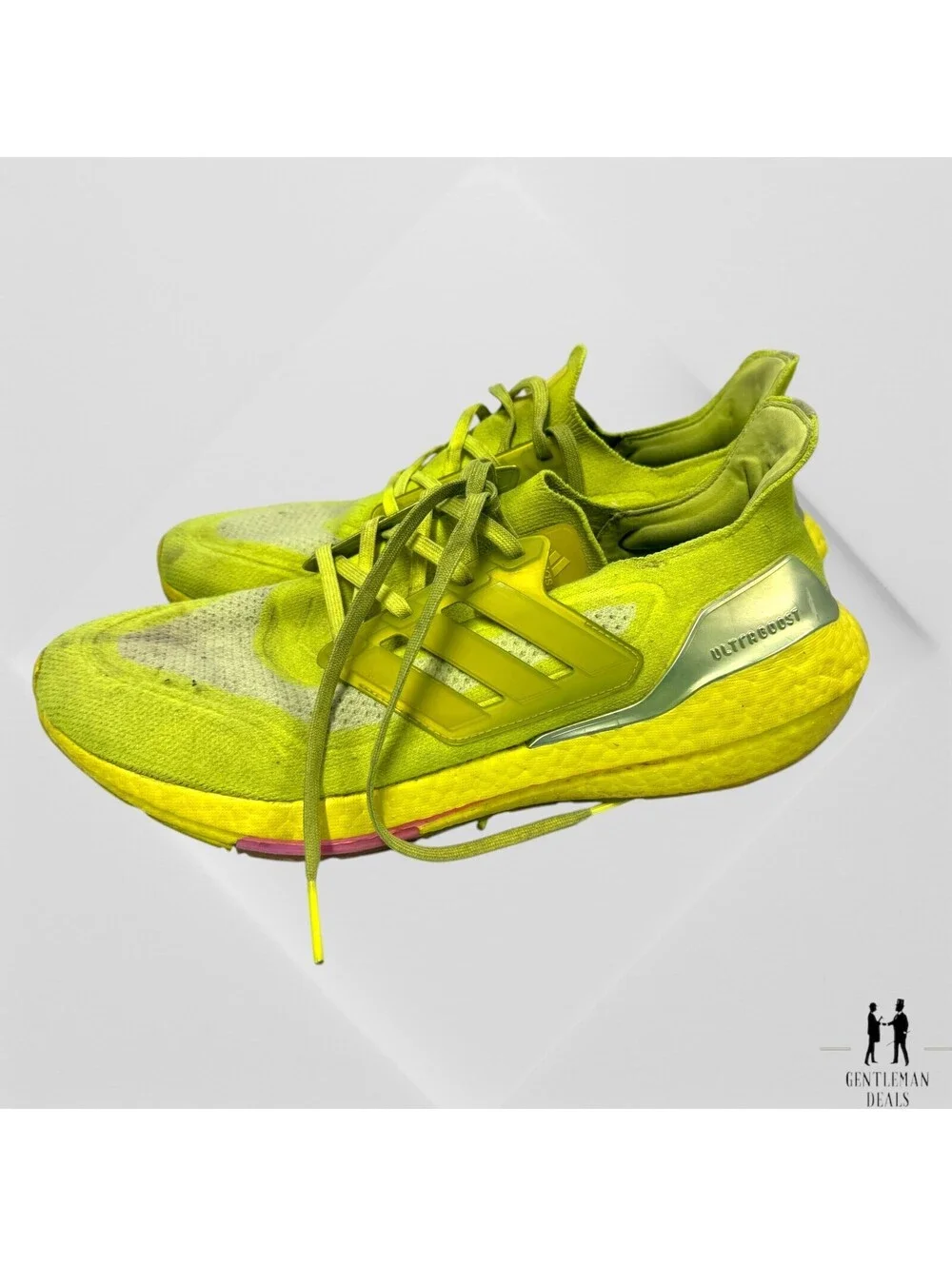 Mens ADIDAS UltraBoost 21’ Solar Yellow Athletic Shoes / Size 11 US 10 UK DIRTY